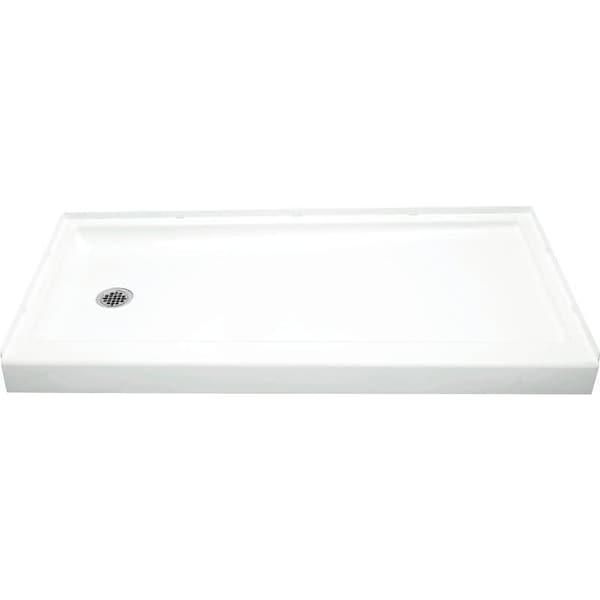 Sterling Ensemble Shower Base, 60 in L, 30 in W, 5 in H, Vikrell, White